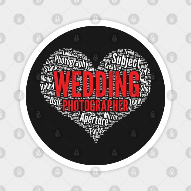 Wedding photographer Heart Shape Word Cloud Design print Magnet by theodoros20